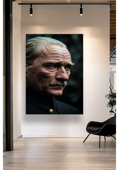 Atatürk Portresi Realistik Görünümlü Kanvas Tablo Ev Duvar Salon Ofis Dükkan Hediyelik Dekarasyon Süsü