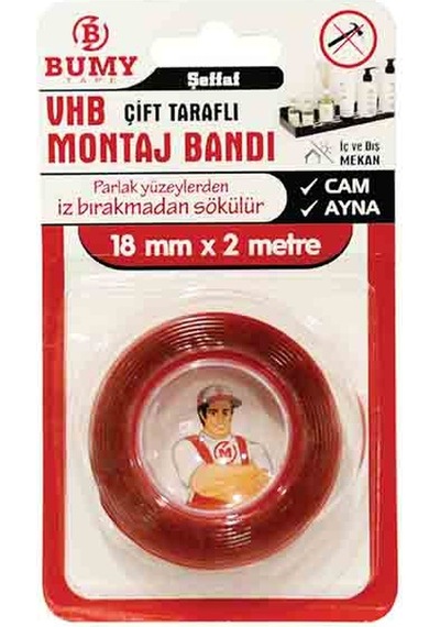 Bumy Vhb Montaj Bandı 18 Mm X 2mt Şeffaf