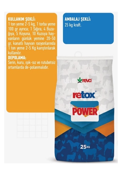 Retox Power Verim Düşüklüğü İçin Hayvan Yem Katkı 25 Kg Kraft
