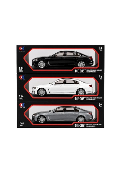 Bmw 740 Metal Gövdeli 1/24 Ölçek Sesli Işıklı Model Araba Çek Bırak 1 Adet