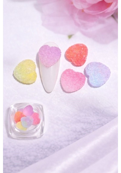 Candy Glow 3d Sugar Heart Nail Charm Pastel Mix No:09