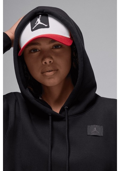 Nike Jordan Flight Fleece Po Loose Fit Womens Hoodie Kadın Kapüşonlu Sweatshirt Siyah Siyah