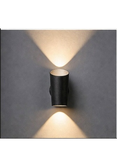 Forlife Fl-1710 2x3w Led Duvar Apliği 3200k Günışığı Petunya Metal Bahçe Duvar Lambası Ip64 Dış Mekan Siyah