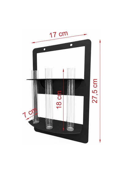 Trio Modern Metal Duvar Vazosu - 3 Lü Cam Tüp Çiçeklik -be-mcıc-syh