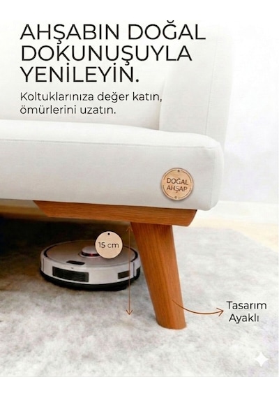 1. Sınıf Gürgen Ağacı 15 Cm Açık Ceviz Koltuk Baza Tv Ünitesi Yükseltme Ayakları 4'lü Set