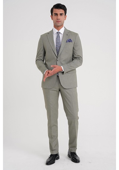 Efor Slim Fit Çift Yırtmaç Esnek Yün Nefti Takım Elbise Tk 918 Nefti