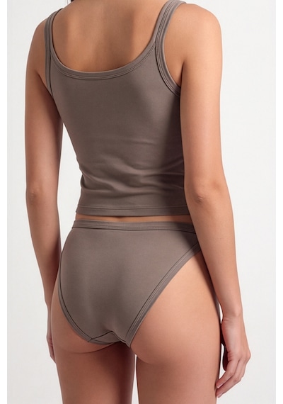 Auw Kadın Yanları İnce Pamuklu Modal Slip Külot 6'lı - Softfit Vizon