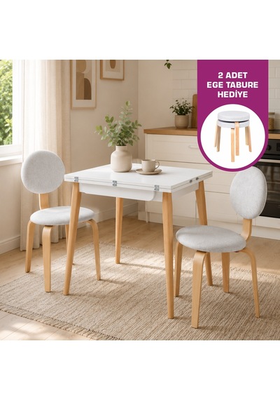 Vilinze Lodos Sandalye Avanos Ahşap Mdf Mutfak Masası Takımı - 90x120 Cm