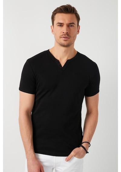 Buratti Pamuklu V Yaka Slim Fit Erkek T Shirt 5902122 Siyah