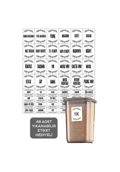 Meleni Home 12'li Set Pino Baharatlık - Etiketli Kare Baharat Saklama Kabı Seti Antrasit 12 X 0.50 Lt Kaşıklı Antrasit