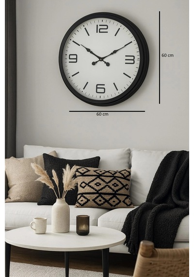 Zentime Siyah Modern Şık 60 Cm Metal Duvar Saati Çok Renkli
