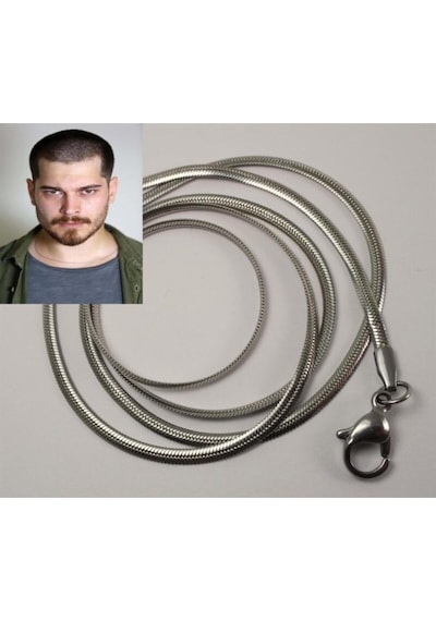 Vog 316l Paslanmaz Çelik Yassı Model Sarp Snake Yılan Sevgiliye Eşe Babaya Arkadaşa Kolye Zincir Beyaz