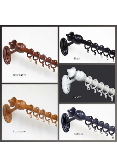 Ahşap Rustik Raysız / Perde Askısı / 200 Cm / 5 Renk Seçeneği