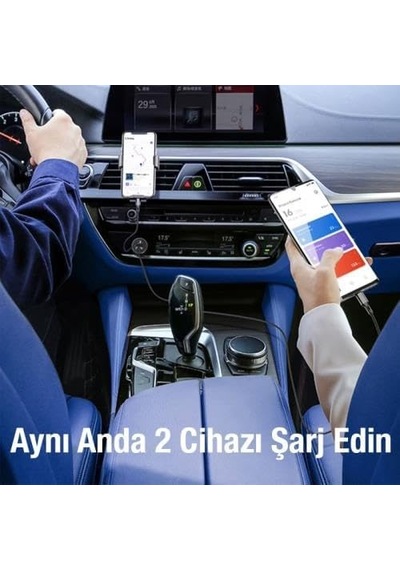 60w Turbo Araç Şarjı 2 Type-c Girişli Şarj Akım Korumalı Araç Çakmaklık Şarjı 12v-24v Araç Şarj