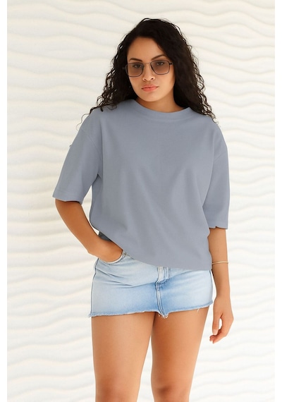 Benroma Düz Oversize Unisex Tişört Ycb5 Gri