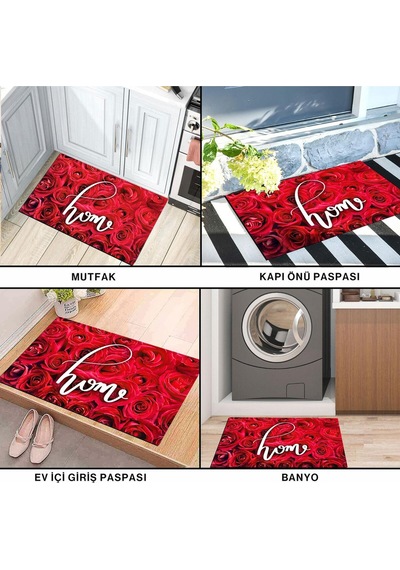 Dekoratif Kapı Önü Paspası - Kaymaz Taban 186 Çok Renkli