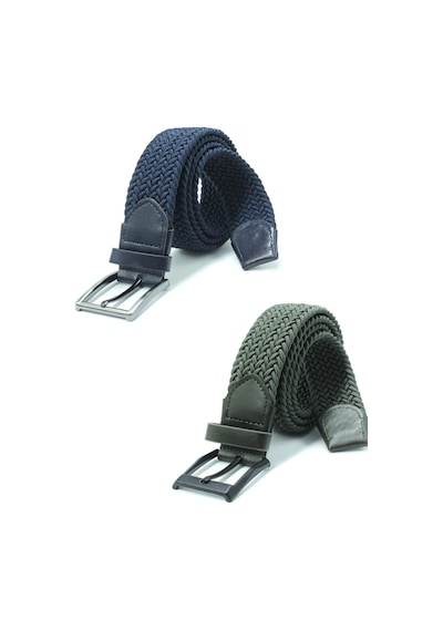 Ikil Elastik Örgü Kemer 3,5cm Lacivert Ve Yeşil Lastik Kemer Unisex 2 Adet Lacivert-yeşil