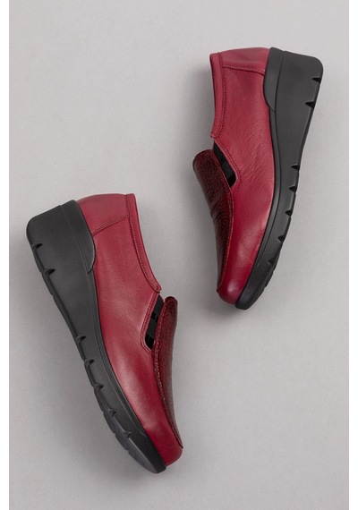 Gondol Hakiki Deri Dolgu Taban Rahat Günlük Ayakkabı Esfa.4002 Bordo Croco