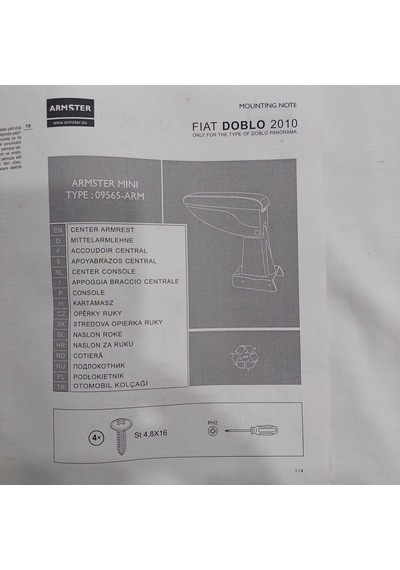 Fıat Doblo 2010-2015 Oto Kolçak Kol Dayama Armster Midi