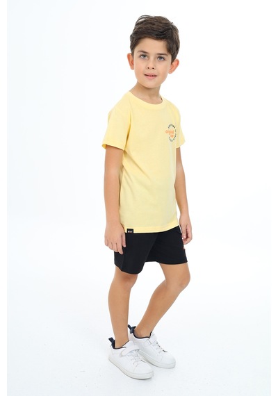 Toontoy Kids Toontoy Erkek Çocuk Baskılı Şortlu Takım Sarı
