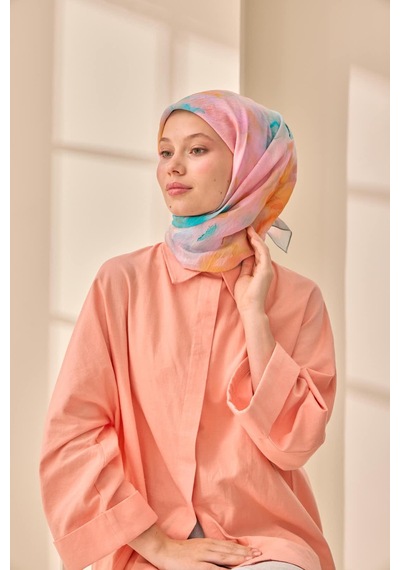 Silk Home Olinda İpek Eşarp 47004-24 Gümüş, Turkuaz, Yeşil, Pembe, Turuncu