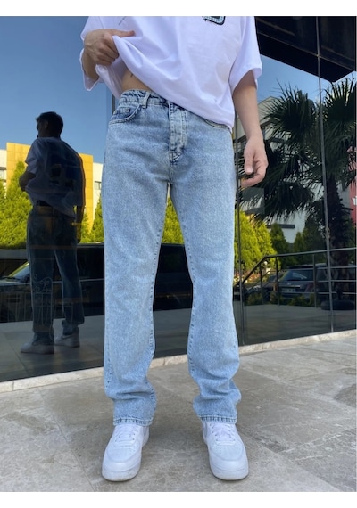 Vikingsjeans Kaizer Denim Erkek Buz Mavi Baggy Jeans Açık Mavi