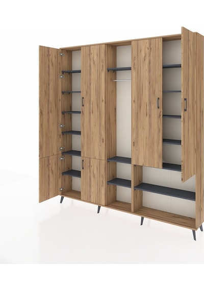 Arges Dolap 15 Raflı 5 Kapaklı Tek Askılı 220x30x243 Çam-çam/antrasit Atlas Çam/antrasıt Arges Dolap 15 Raflı 5 Kapaklı Tek Askılı 220x30x243 Çam-çam/antrasit Atlas Çam/antrasıt