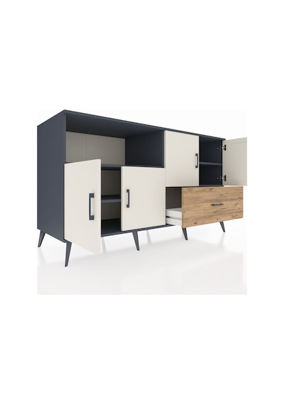 Kronos Konsol 4 Raflı Tek Çekmeceli 4 Kapaklı 176x59x99 Antrasit- Antrasit-aytaşı/çam Kronos Konsol 4 Raflı Tek Çekmeceli 4 Kapaklı 176x59x99 Antrasit- Antrasit-aytaşı/çam