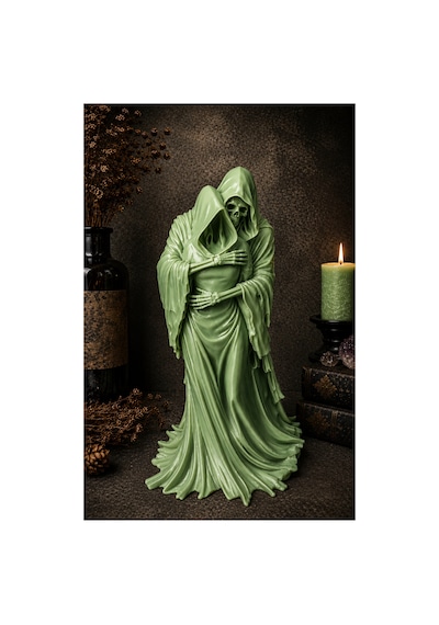 Gotik Azrail Grim Reaper Dekoratif Masaüstü Biblo 3d Baskı - Yeşil