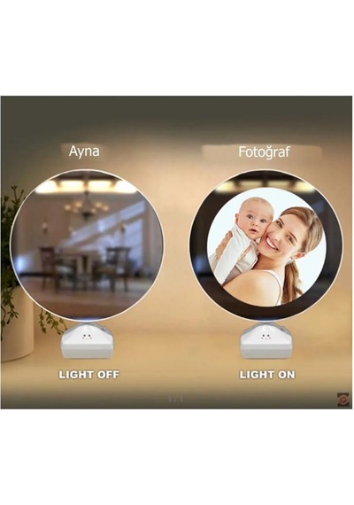 Fotoğraflı Led Işıklı Sihirli Ayna Resimli Çerçeve Dekoratif Masa Makyaj Ayna 3338