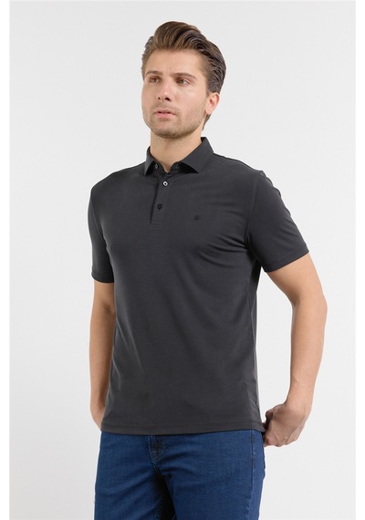 İmza Siyah İtalyan Yaka Kısa Kol Cepsiz Slim Fit Pamuklu Tişört 1011260180 Diğer