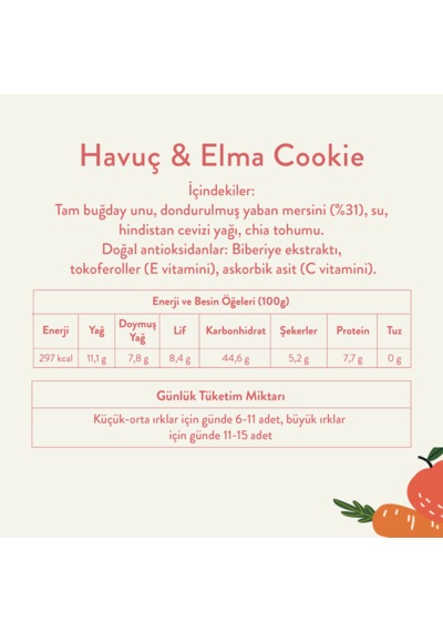 Kito Havuç & Elma Aromalı Medium Cookie 150 Gr