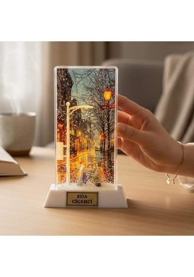 Kişiye Özel Led Işıklı Tatlı Aşıklar Temalı Dekoratif Gece Lambası