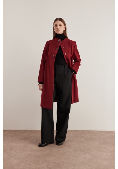 Aker 24aw08579112 Büyük Beden Kaban 24aw08579112 018 Bordo Bordo