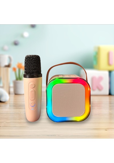Rgb Işıklı Kablosuz Mikrofonlu Taşınabilir Bluetooth Hoparlör Kar