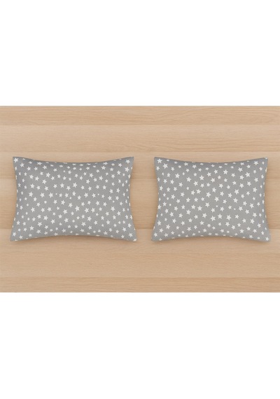 Lionas Desenli Pamuklu Yıldız Desen Yastık Kılıfı 2 Adet 50 X 70cm Gri