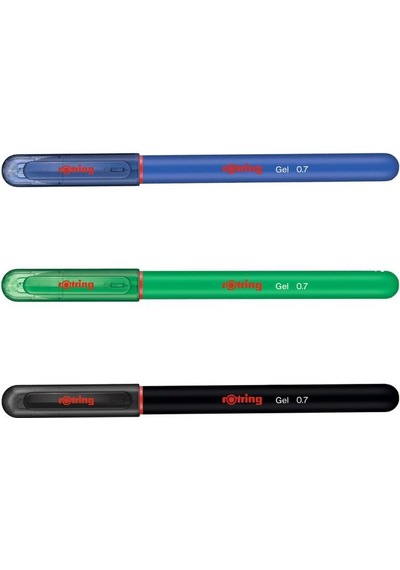 Rotring Jel Mürekkepli Tükenmez Kalem Mavi Yeşil Siyah 3'lü