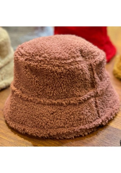 Salarticaret Kadın Peluş Bucket Kova Şapka Standart- Gül Kurusu