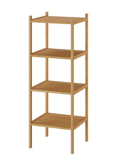 Bambu Banyo Raf Ünitesi 37x37x104 Cm Meridyendukkan Kare Model 4 Kat Banyo Düzenleyici Doğal