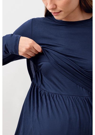 Artış Collection Uzun Kollu Esnek Likralı Viskoz Hamile Pijama Takım 20212 Lacivert