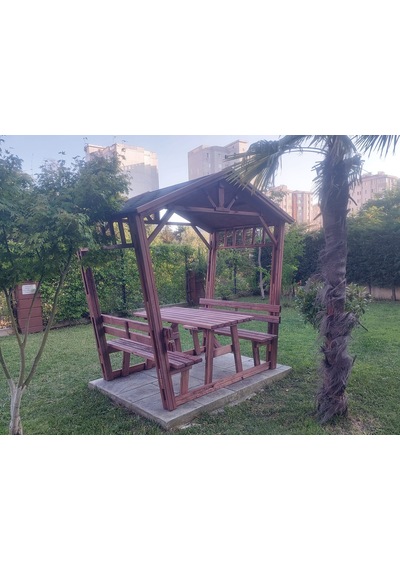 Ahşap Bahçe Kamelyası Pergola P7 Maun