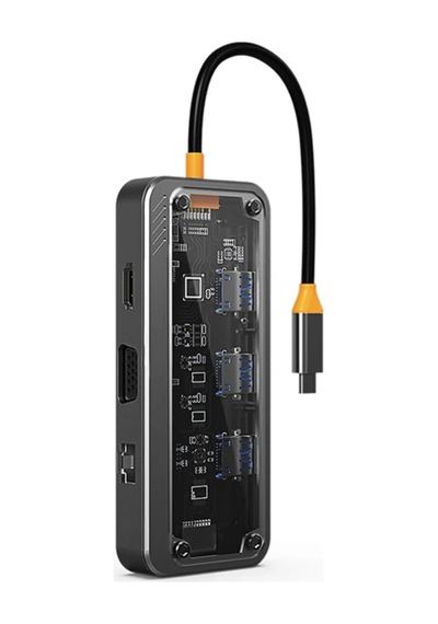 Turbo 100w Type-c Hdmı Ethernet Vga 3.5mm Jack Sd Kart Çevirici Okuyucu Dönüştürücü iPad Apple Uyumlu MacBook