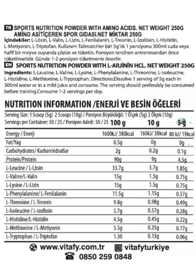 Vitafy Eaa 50 Servis Aromasız 250 G