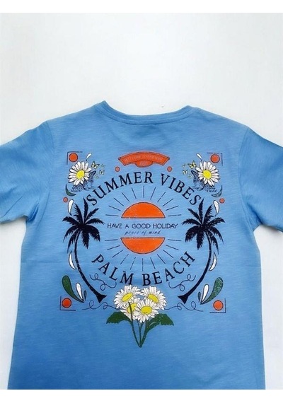 Çikoby Erkek Çocuk Pamuklu Summer Yazılı Tshirt-14593 Mavi