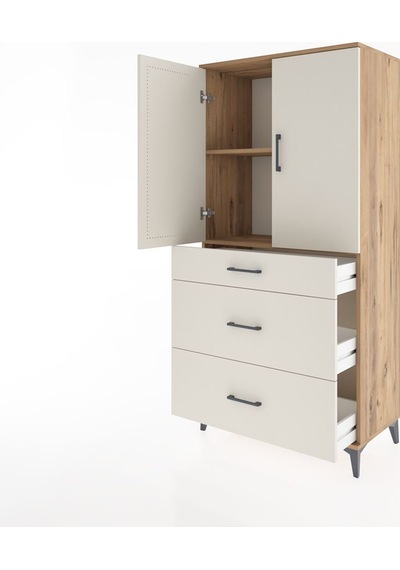 Hyperion Dolap 2 Raflı 3 Çekmeceli 2 Kapaklı 88x44x182 Çam-aytaşı Atlas Çam