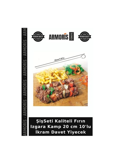 Şişseti Kaliteli Fırın Izgara Kamp 20 Cm 10'lu İkram Davet Yiyecek