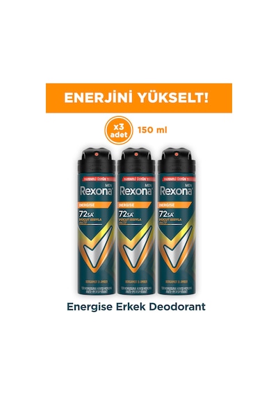 Men Erkek Sprey Deodorant Energise Bergamot & Amber 150 Ml X3