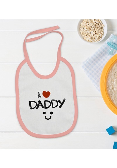 Bk Kids Daddy Tasarımlı Pembe Bebek Mama Önlüğü Pembe