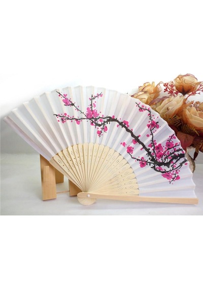 Beluga Yelpaze Bambu Kumaş Serinletici Vintage Kiraz Çiçeği Şık Dekorasyon Püsküllü Japon Yelpaze 0198