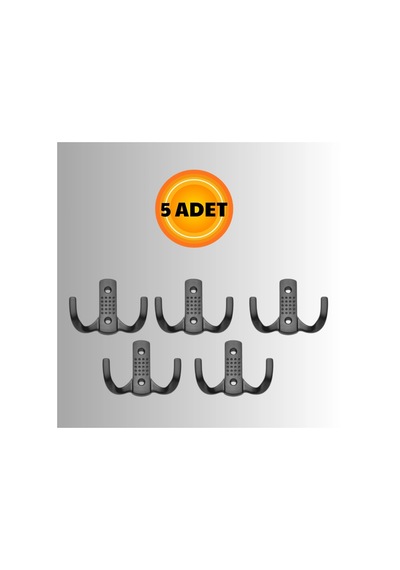 Noktalı Metal Askı Şık Portmanto Askılık Dolap Mobilya Askısı Vidalar Dahil 5 Adet Siyah